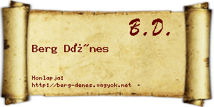 Berg Dénes névjegykártya